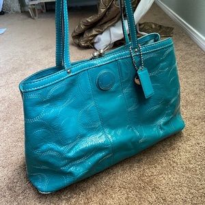 Coach teal tote